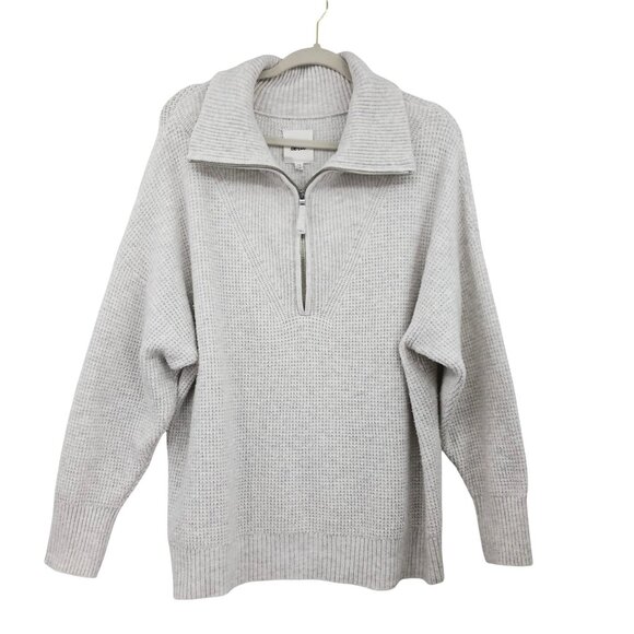 aerie Sweaters - Aerie Waffle Knit Sweater Pullover Large Cotton Cozy Casual Off White Gray